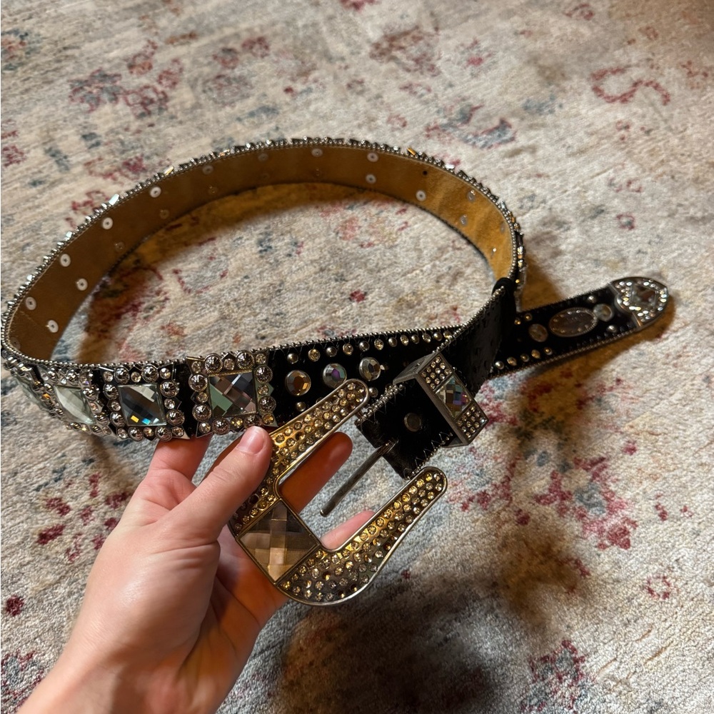 Black Rhinestone Studded Belt